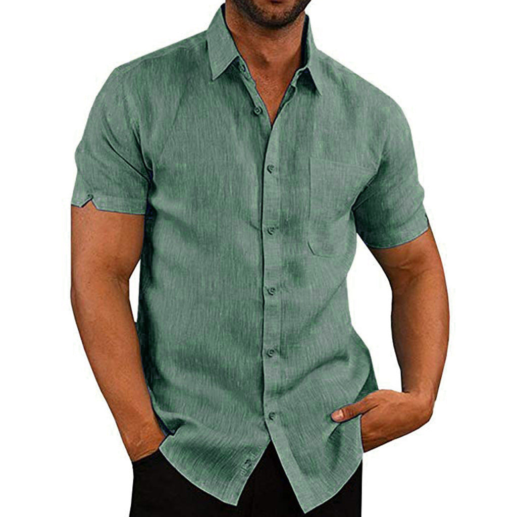 Evalonrealm™ Summer Casual Solid Color Button Linen Shirt