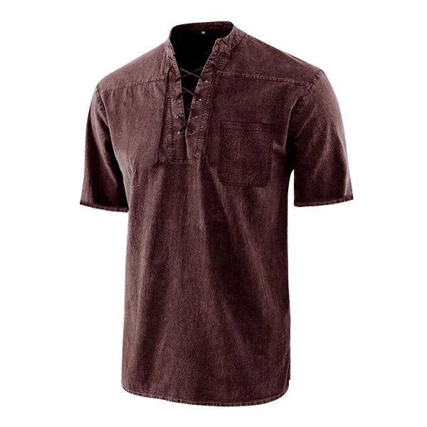 Evalonrealm™ Men's Short Sleeve T Shirt With V-neck & Pocket