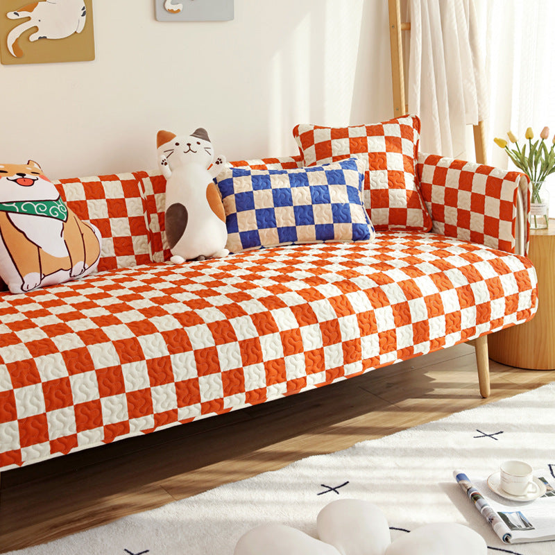 Colorful Checkerboard Anti-scratch Furniture Protector Couch Cover
