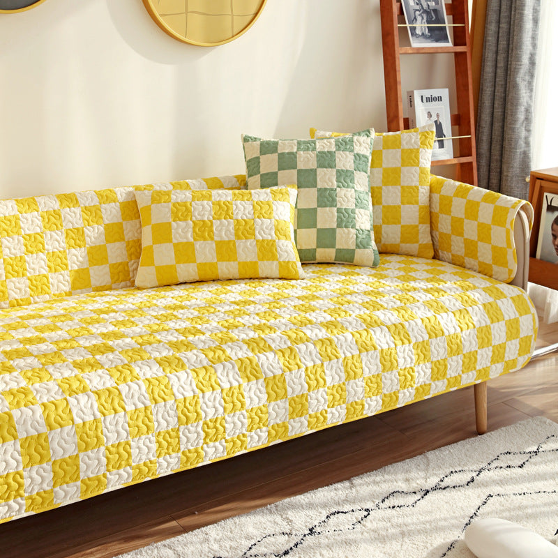 Colorful Checkerboard Anti-scratch Furniture Protector Couch Cover