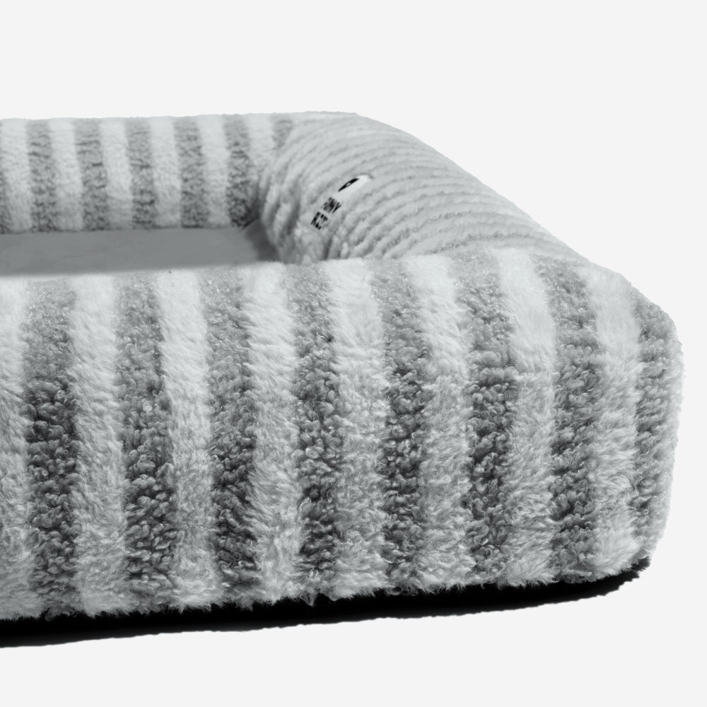 Striped Soft Faux Fleece Memory Foam Full Support Orthopedic Large Dog Bed