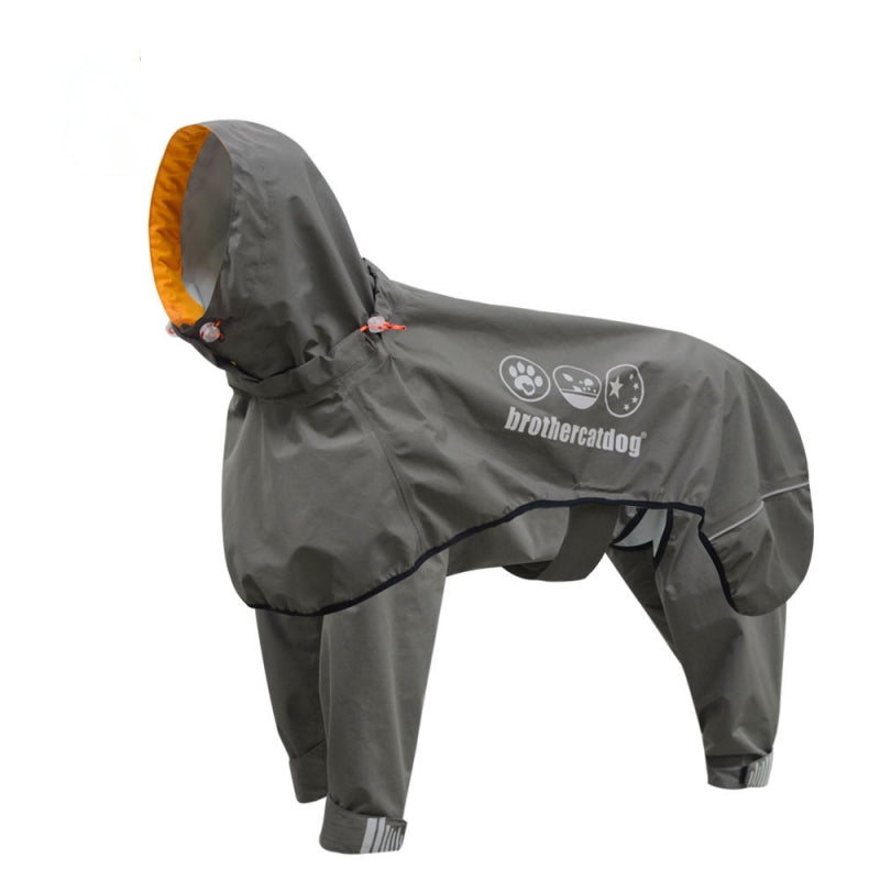 Fully Wrapped Reflective Dog Raincoat With Legs And Hood